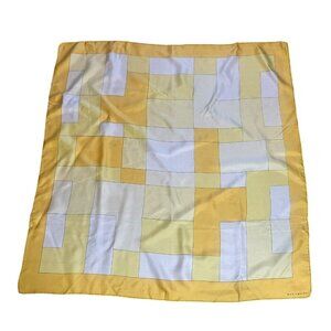 Marja Kurki Vintage 100% Silk Gold Yellow White Geometric 32" Square Scarf